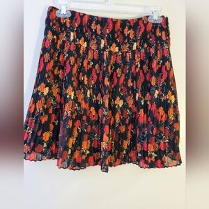 Guess Floral Pleated Skirt - Black and Orange Womens Size 2